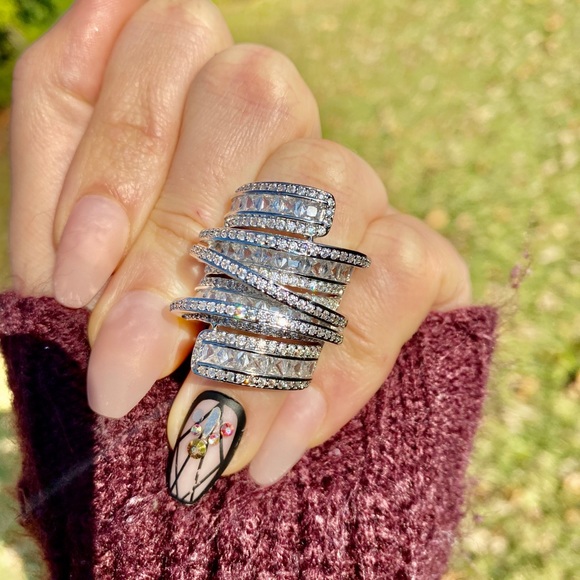 Luxury 925 Sterling Silver Shinning Princess Ring - Picture 12 of 15